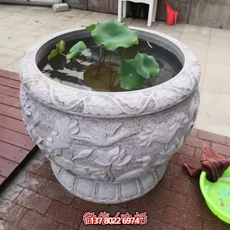 精美絕倫，濃濃古典風(fēng)情歐式別墅大理石浮雕魚缸擺件