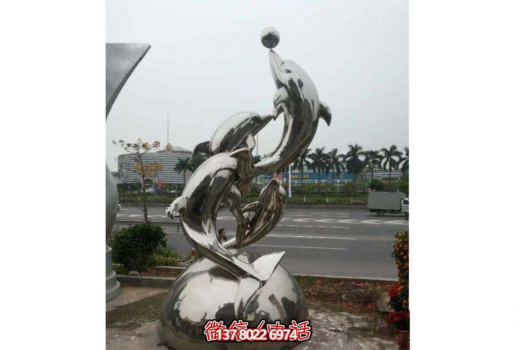 不銹鋼海豚雕塑，玩起來(lái)讓街道飛躍！