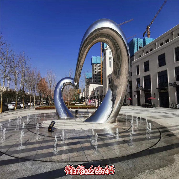 不銹鋼圓形雕塑精致工藝，拋光鏡面，抽象藝術(shù)