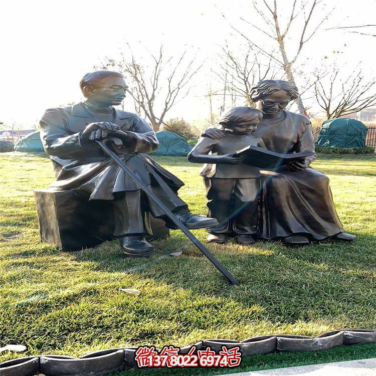 仿銅民俗人物雕塑，玻璃鋼裝飾公園戶外