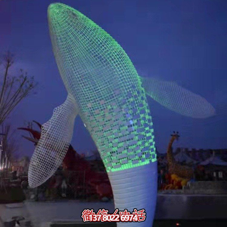 不銹鋼鯨魚雕塑景觀，營造完美空間氛圍