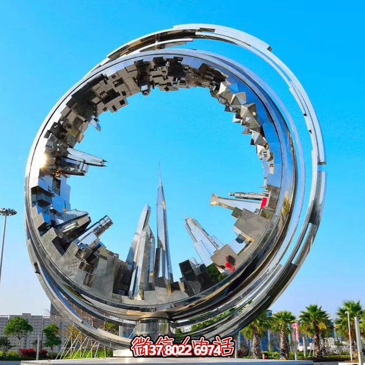 不銹鋼抽象齒輪雕塑，點綴園林景觀