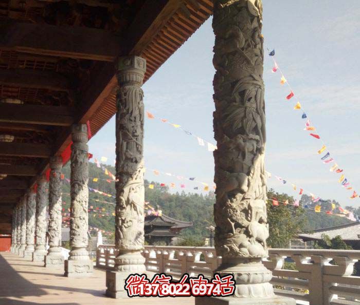 傳承古典藝術(shù)，精美石雕龍柱漢白玉浮雕