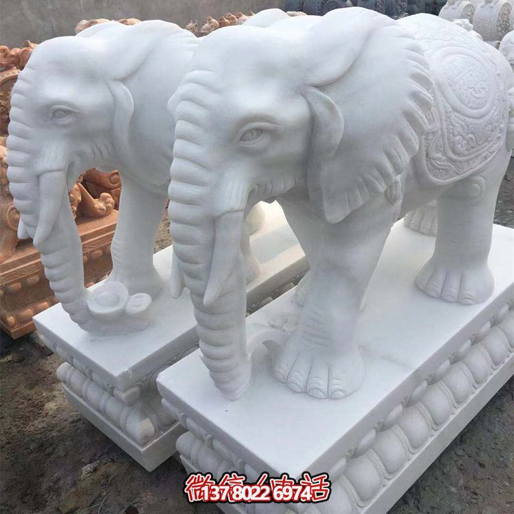 雕塑藝術(shù)融入園林景觀，漢白玉大象石雕點(diǎn)綴戶(hù)外