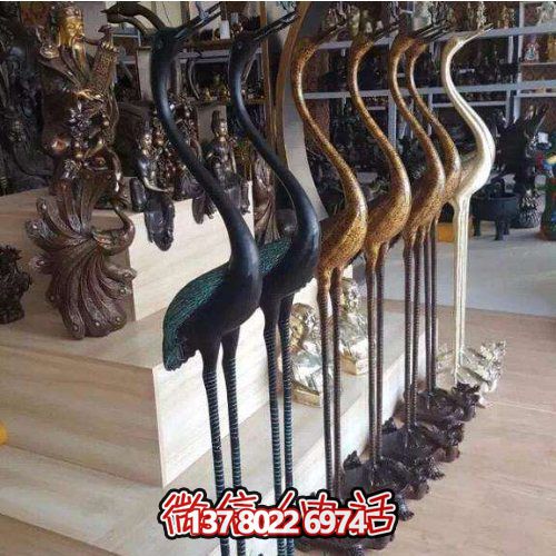精美銅雕擺件，裝飾園林景區(qū)的丹頂鶴雕塑