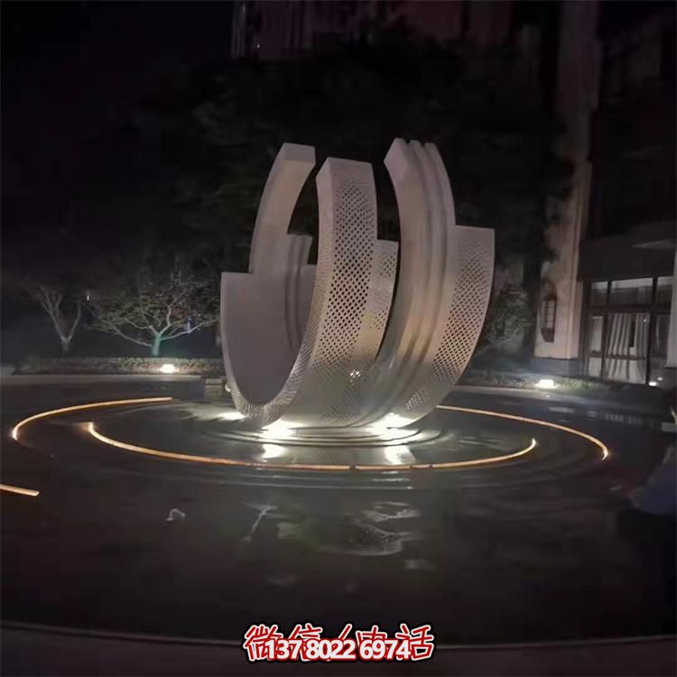 不銹鋼噴泉雕塑裝飾擺件，點(diǎn)綴售樓小區(qū)的美麗