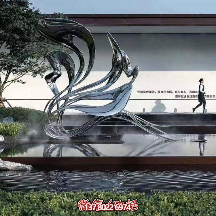 大型不銹鋼抽象雕塑，現(xiàn)代水景景觀創(chuàng)意裝飾