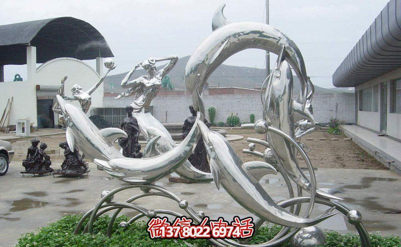 一群活躍海豚，為游樂園帶來更多樂趣——不銹鋼海豚雕塑