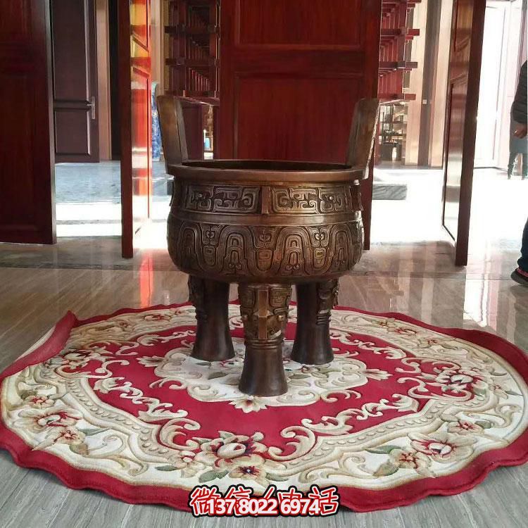 純銅鼎仿古香爐擺件，圓潤(rùn)家居裝飾