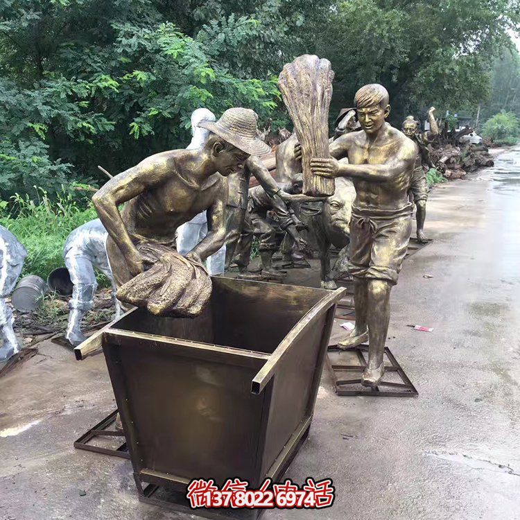 中國民俗——打麥子、勞動(dòng)、人物雕塑