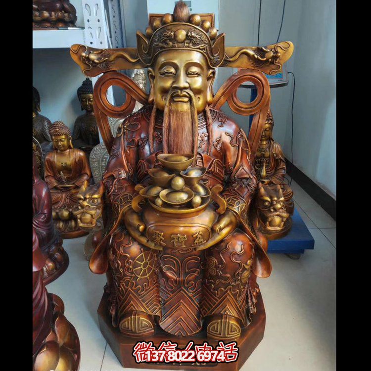 家用純銅鍛造財(cái)神爺?shù)袼堋?cái)源滾滾，祝福財(cái)運(yùn)永久