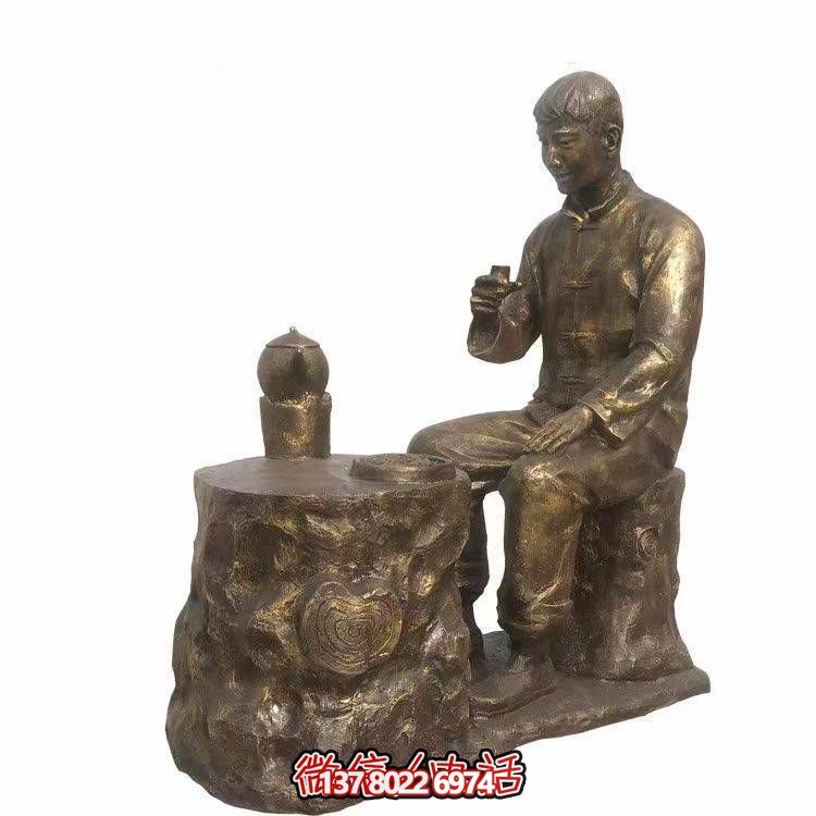 仿銅玻璃鋼人物小品雕塑，景觀戶外公園裝飾