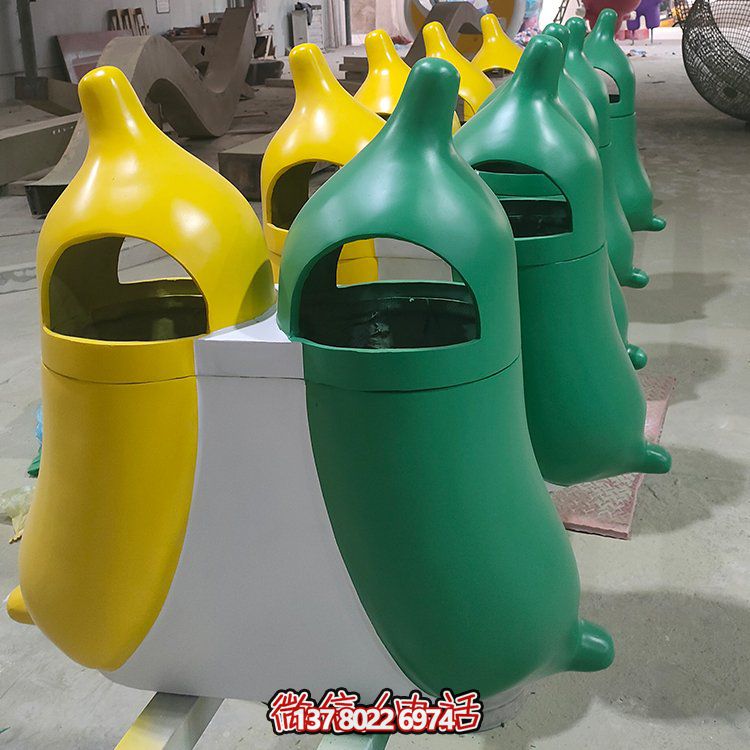 創(chuàng)意玻璃鋼垃圾桶，家庭園林裝飾擺件