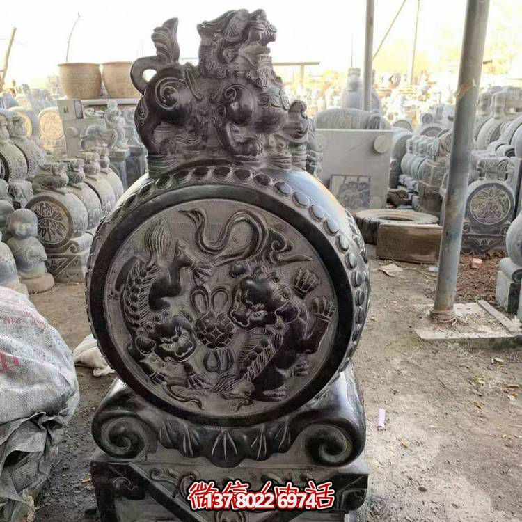 仿古青石石雕抱鼓雕塑，裝點(diǎn)庭院門(mén)口