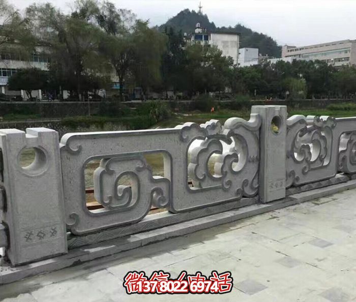 復(fù)古鏤空花紋欄桿，防護(hù)河道街邊青石