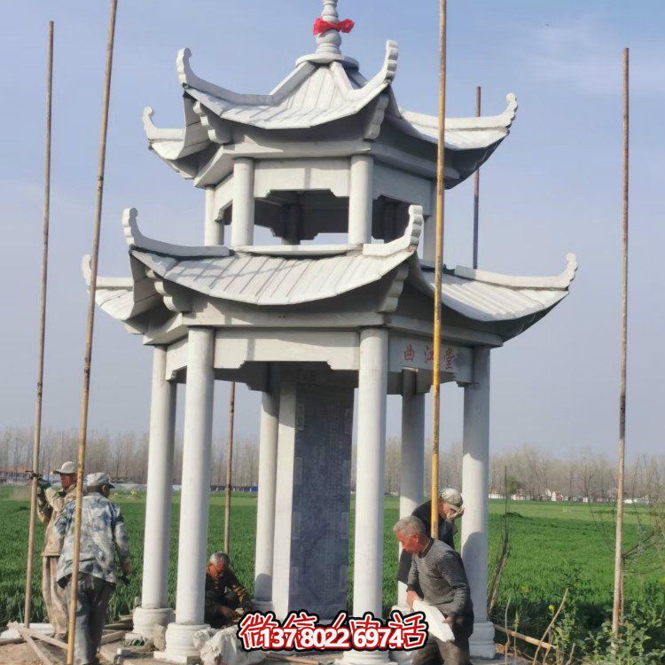 雙層大理石石雕涼亭，點綴家園，打造美麗園林景觀