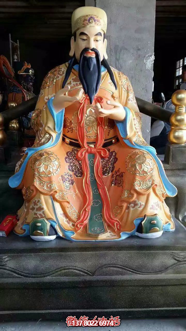 精美供奉財神雕塑，玻璃鋼彩繪絢麗奪目