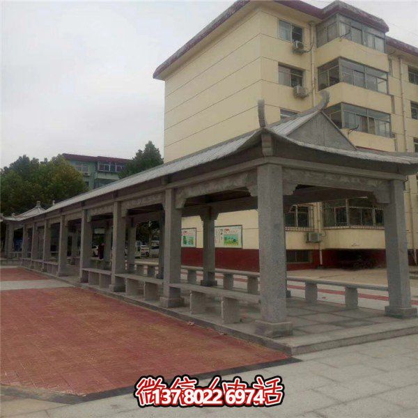 仿古建筑石雕長廊亭子，打造文化小區(qū)廣場雕塑