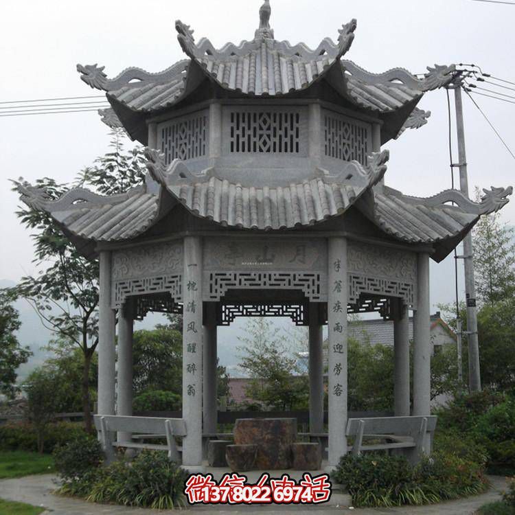 仿古青石涼亭，美觀大方，雕塑精美