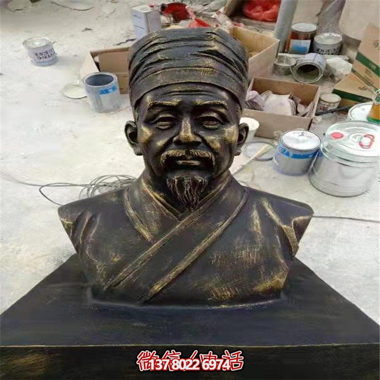 仿銅人物雕塑，玻璃鋼擺放玻璃裝飾城市學(xué)校園林