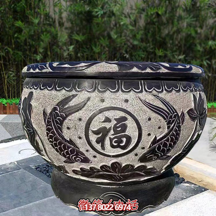 精美青石石雕缸，打造現(xiàn)代園林景觀