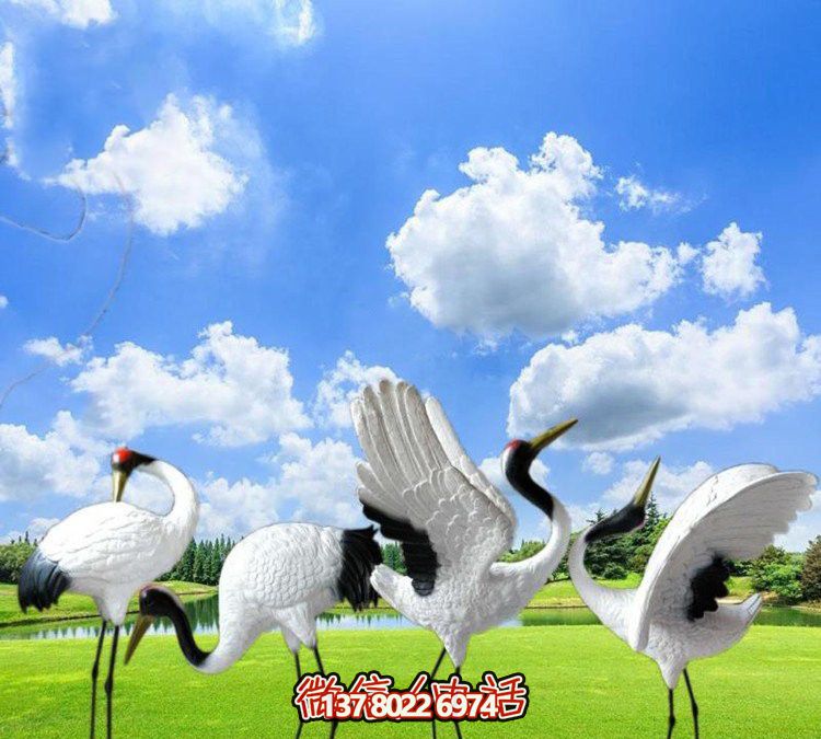 仙鶴彩繪玻璃雕塑，一次欣賞美麗風(fēng)景