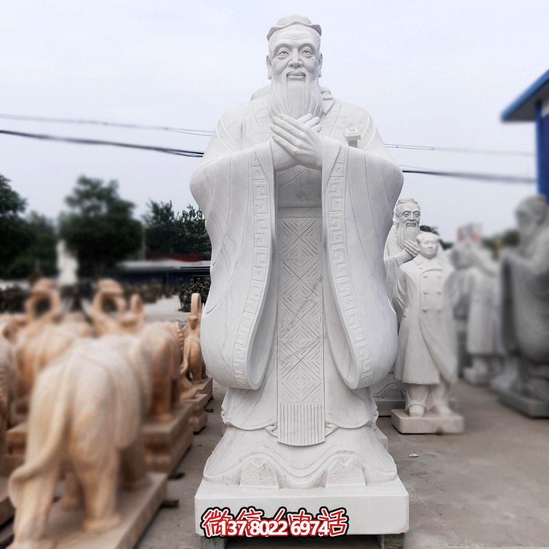漢白玉孔子雕塑傳承中華文化，融入創(chuàng)意景區(qū)