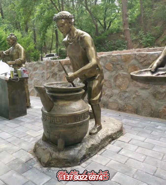 仿銅情景人物玻璃鋼雕塑，環(huán)境美化街道戶外小品