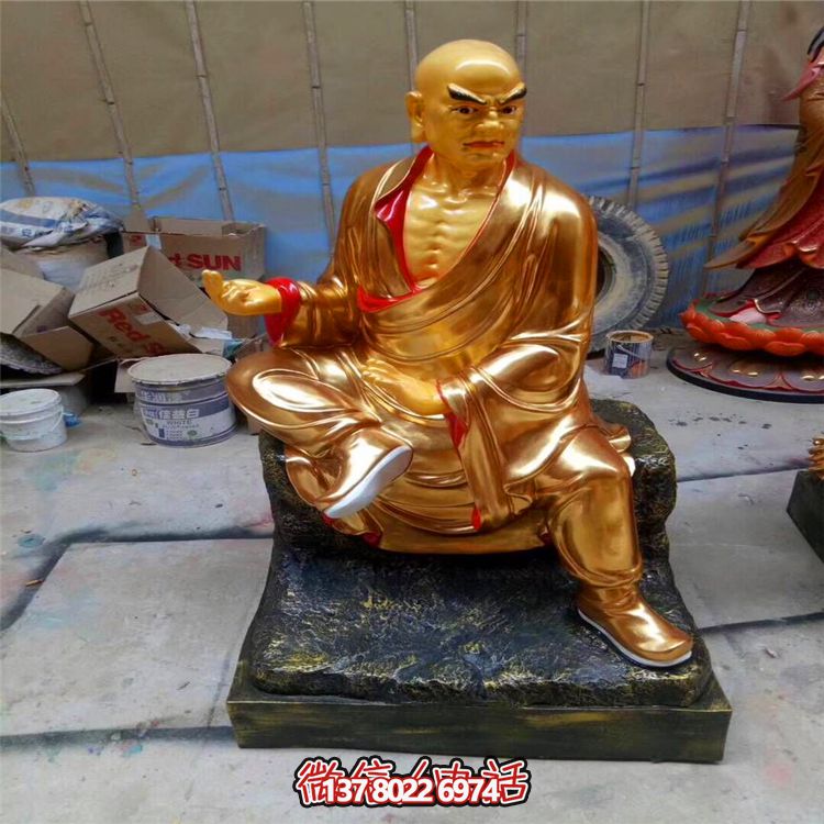 噴金烤漆菩薩雕塑，擁有古老神秘的十八羅漢美學(xué)