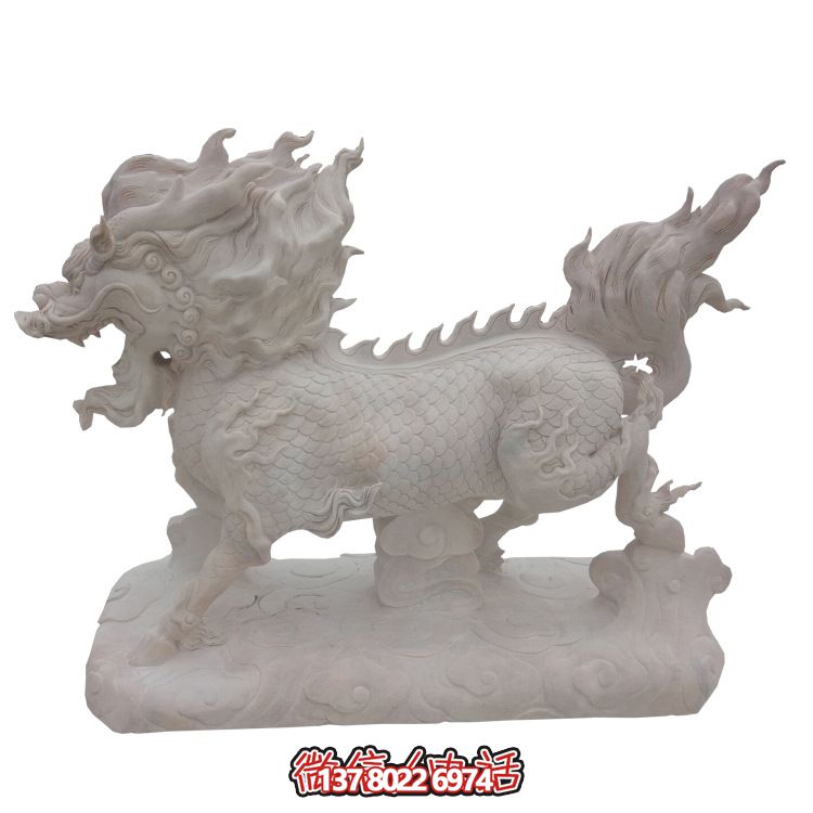 傳承漢白玉石雕麒麟雕塑，美化景區(qū)戶外環(huán)境