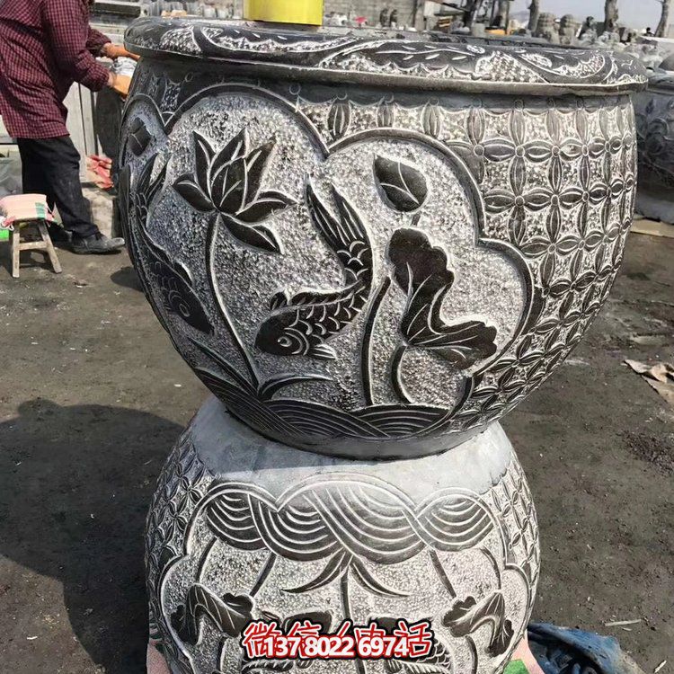 古典中式仿古石雕花盆，為您的庭院增添古風雅致