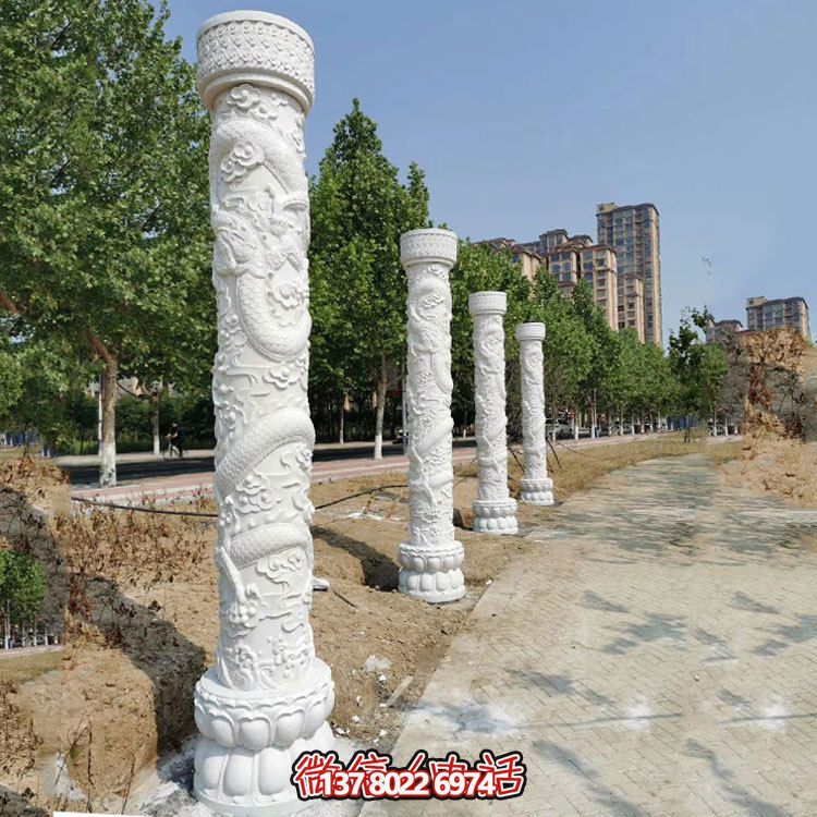 傳統(tǒng)文化靈魂，中國龍紋大理石柱雕刻景觀擺放