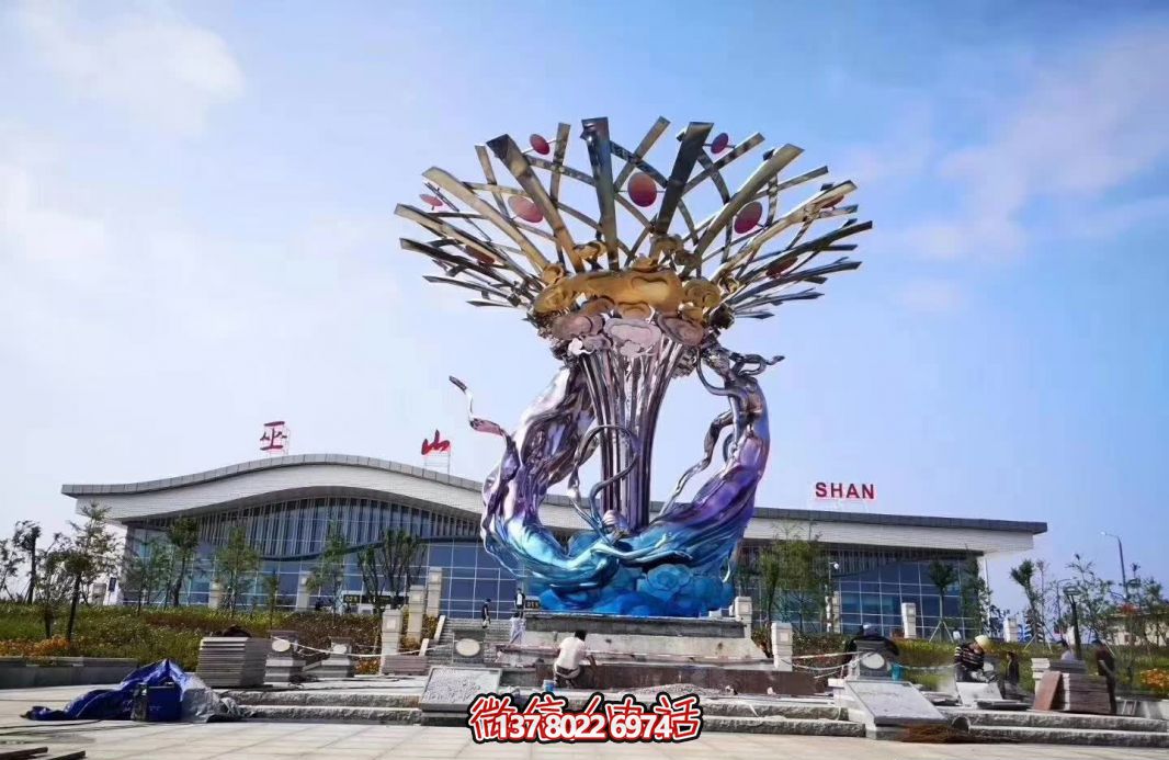 玻璃鋼美人魚雕塑，給廣場帶來彩繪跳舞美景