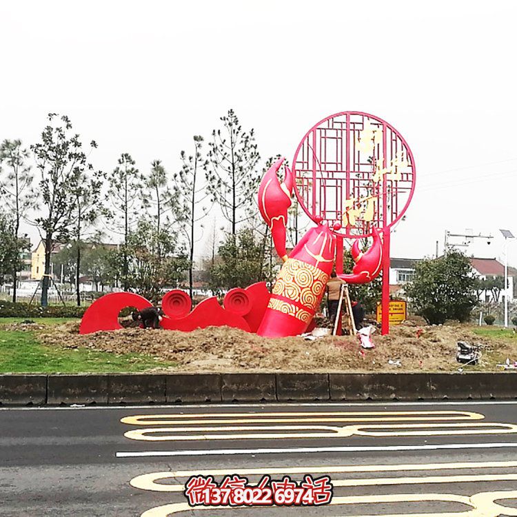 大型玻璃鋼龍蝦模型雕塑，裝飾城市街道邊