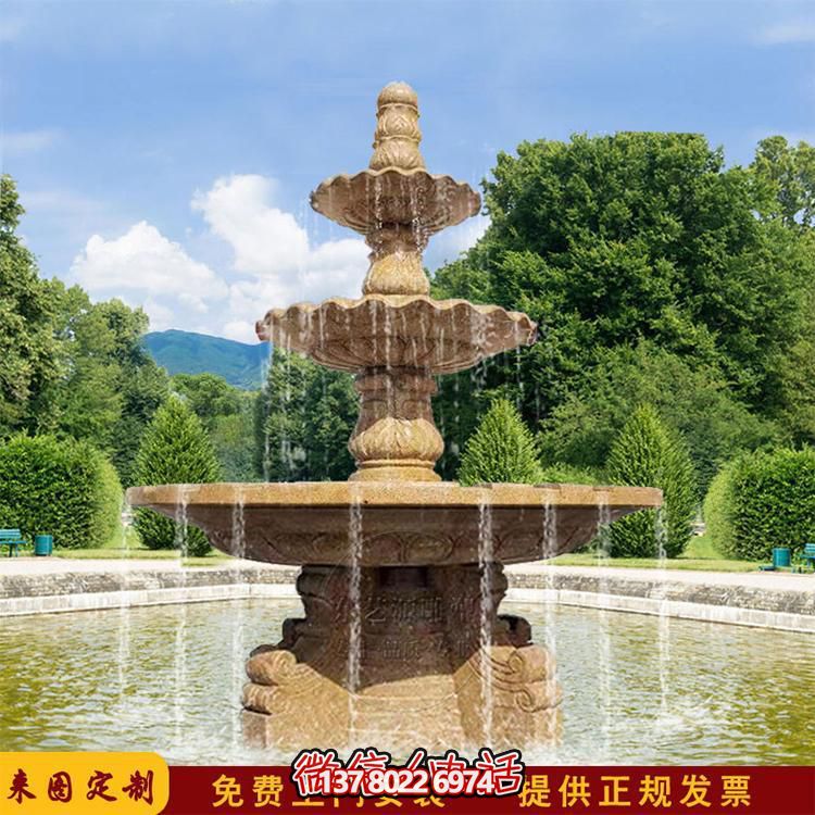 流水紅晚霞，石雕戶外景區(qū)擺件
