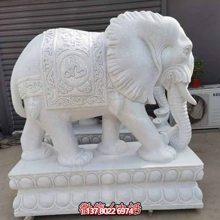 漢白玉雕塑藝術(shù)，景觀裝置招財(cái)大象