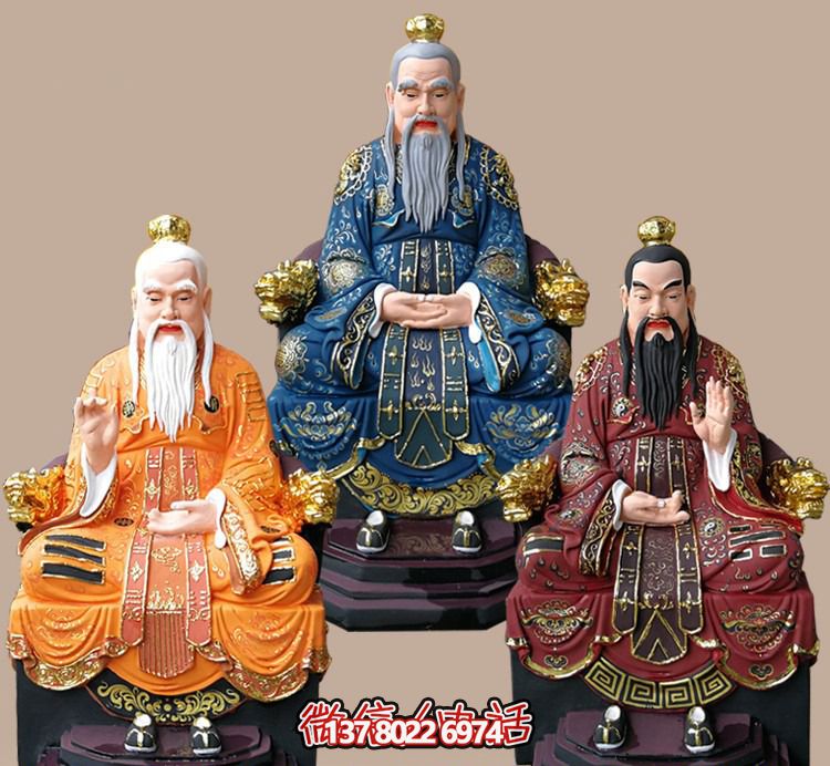 玻璃鋼老子三清尊神佛像，精美彩繪全景展示梵形神寶君