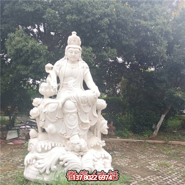 優(yōu)質天然漢白玉觀音坐像