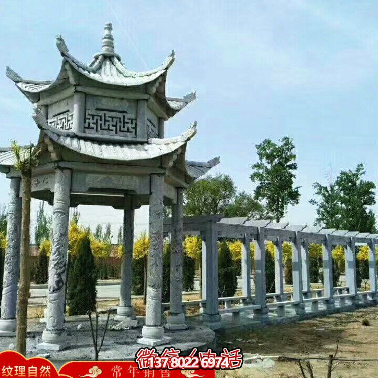 甄選優(yōu)質(zhì)大理石雙層涼亭，精美絕倫的雕塑美景