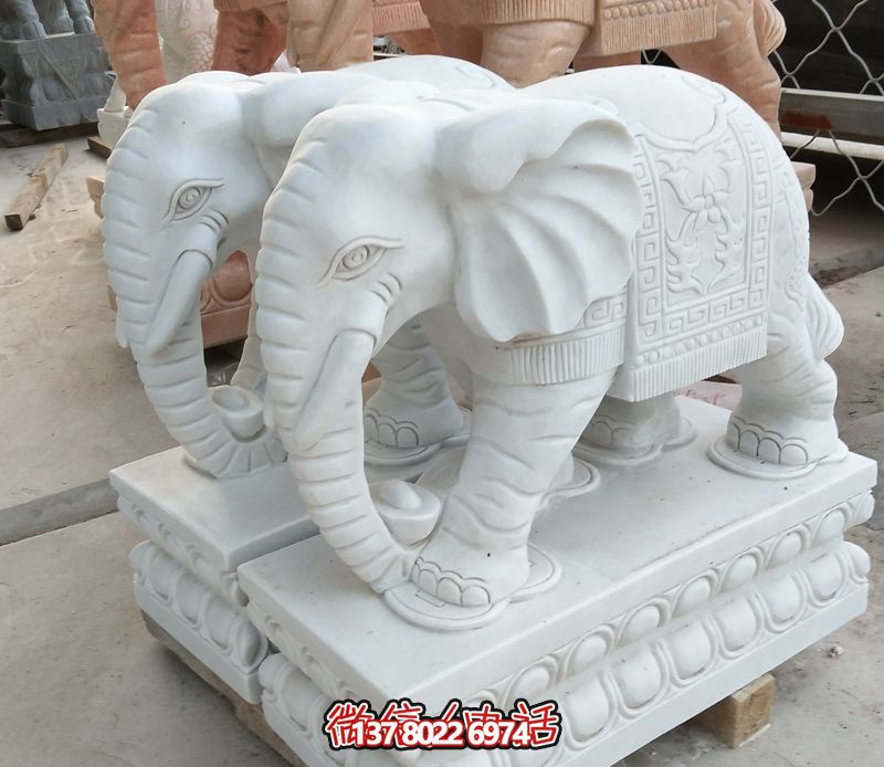 漢白玉雕塑，招財(cái)大象，令您鎮(zhèn)宅景區(qū)庭院更加迷人