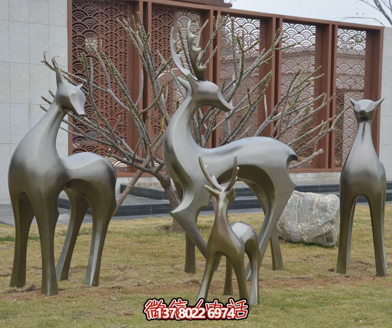 公園景區(qū)不銹鋼仿銅抽象藝術鹿雕塑 公園景區(qū)不銹鋼仿銅抽象藝術鹿雕塑