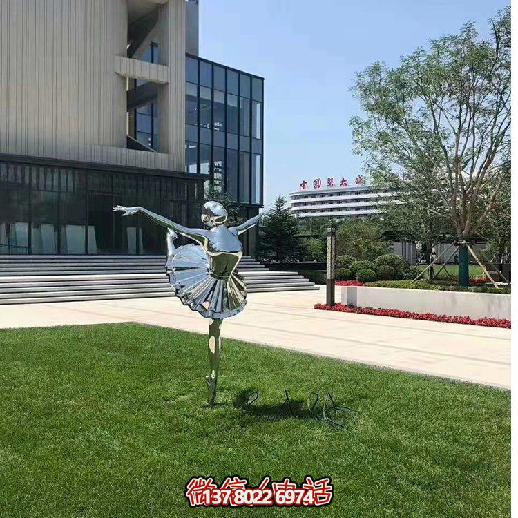 不銹鋼芭蕾女孩，鏡面跳舞女孩雕塑