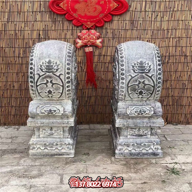青石仿古抱鼓石，大理石古建大門門墩