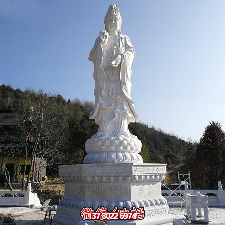 觀音佛像，漢白玉滴水觀音石雕石像