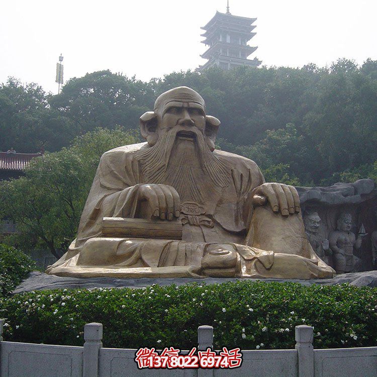 廣場景區(qū)大型銅雕老子，戶外仿銅古代人物雕塑